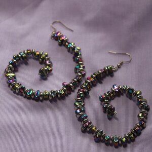 Unique Metallic Bead Spiral Earrings